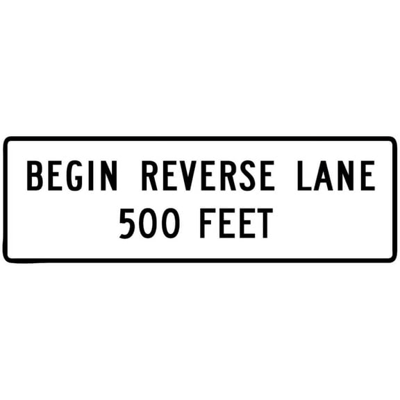 Vinyl Stickers - R3-9h-Begin Reverse Lane XX Feet Sign - Safety and Warning Warehouse Signs Stickers - 10" x 7" - 10 Pack