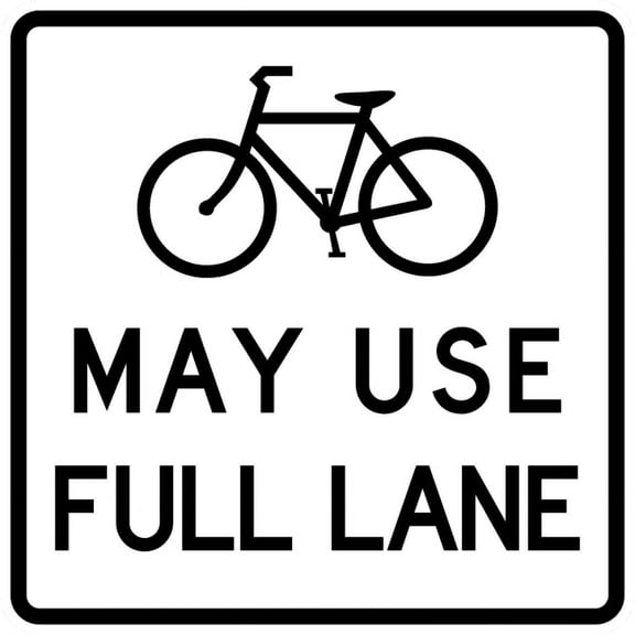 Vinyl Stickers - R4-11-Bicycles May Use Full Lane - Safety and Warning Warehouse Signs Stickers - 10" x 7" - 10 Pack