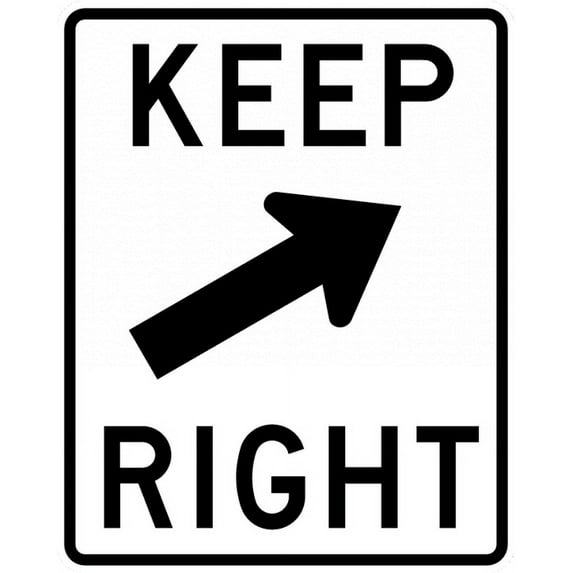 Vinyl Stickers - R4-7b-Keep Right Sign - Safety and Warning Warehouse Signs Stickers - 18" x 24" - 6 Pack