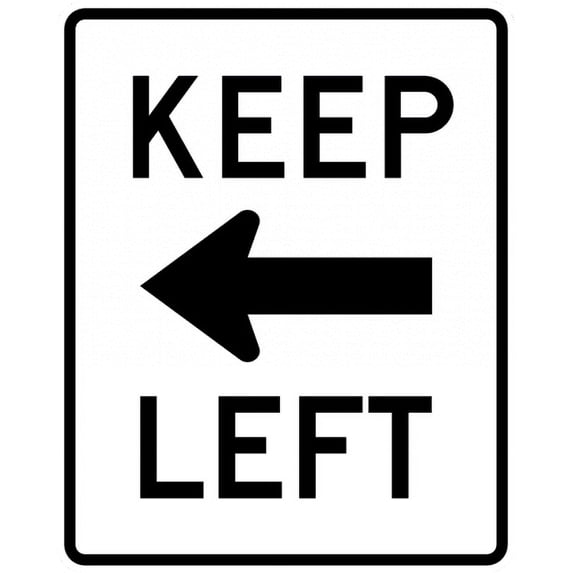 Vinyl Stickers - R4-8a-Keep Left Sign - Safety and Warning Warehouse Signs Stickers - 13" x 9" - 6 Pack