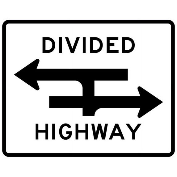Vinyl Stickers - R6-3a-Divided Highway Crossing Sign - Safety and Warning Warehouse Signs Stickers - 10" x 7" - 3 Pack