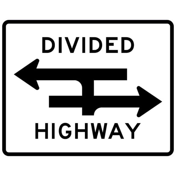 Vinyl Stickers - R6-3a-Divided Highway Crossing Sign - Safety and Warning Warehouse Signs Stickers - 3.5" x 5" - 3 Pack