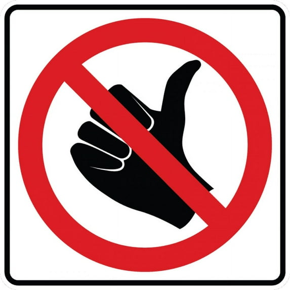 Vinyl Stickers - R9-4-No Hitchhiking Sign (Symbol) - Safety and Warning Warehouse Signs Stickers - 3.5" x 5" - 6 Pack
