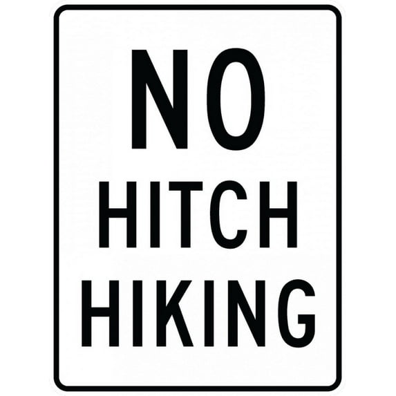 Vinyl Stickers - R9-4a-No Hitchhiking Sign - Safety and Warning Warehouse Signs Stickers - 3.5" x 5" - 10 Pack