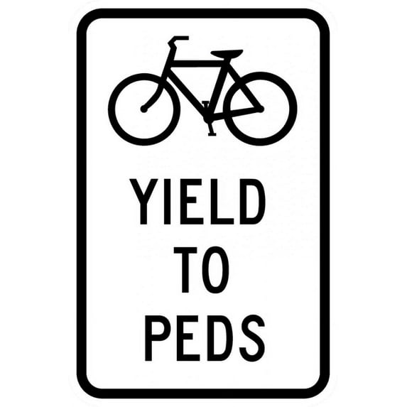 Vinyl Stickers - R9-6-Yield to Peds Sign - Safety and Warning Warehouse Signs Stickers - 24" x 30" - 6 Pack