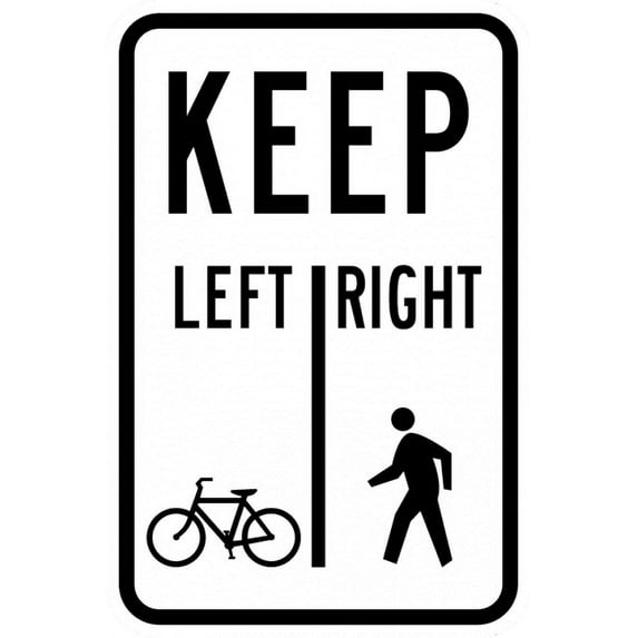 Vinyl Stickers - R9-7-Keep Left | Right Sign - Safety and Warning Warehouse Signs Stickers - 13" x 9" - 6 Pack