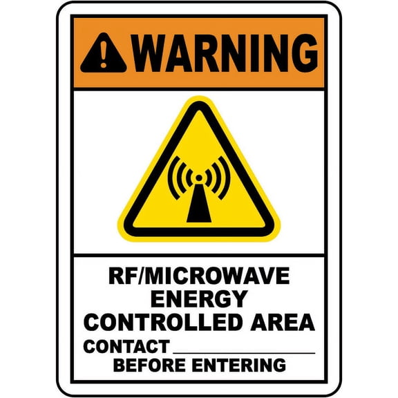 Vinyl Stickers - RF Microwave Controlled Area Sign - Safety and Warning Warehouse Signs Stickers - 3.5" x 5" - 3 Pack