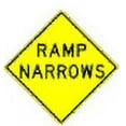 thumbnail image 1 of Vinyl Stickers - Ramp Narrows, Current MUTCD Version - Safety and Warning Warehouse Signs Stickers - 13" x 9" - 10 Pack, 1 of 5