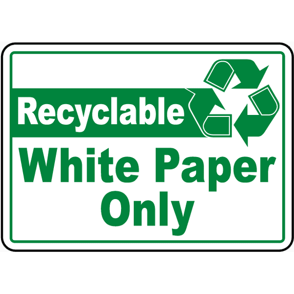 Vinyl Stickers - Recyclable White Paper Only Sign - Safety and Warning Warehouse Signs Stickers - 13" x 9" - 10 Pack
