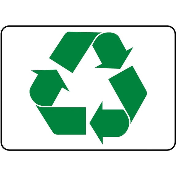 Vinyl Stickers - Recycle Symbol Sign - Safety and Warning Warehouse Signs Stickers - 13" x 9" - 6 Pack
