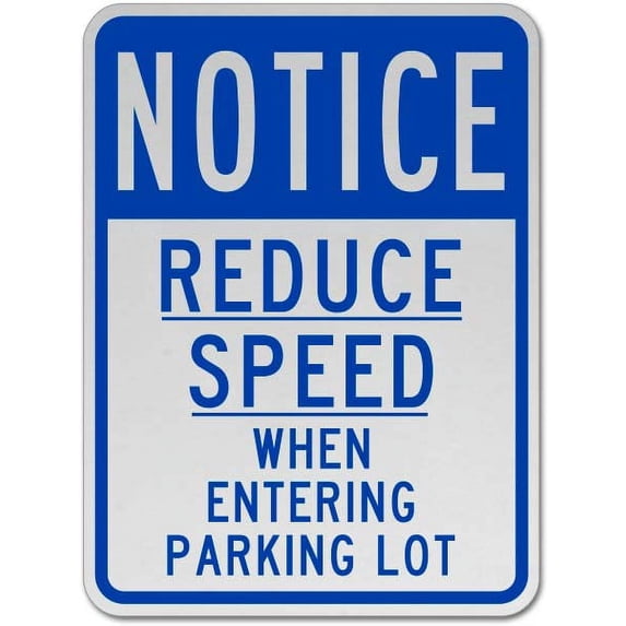 Vinyl Stickers - Reduce Speed When Entering Lot Sign - Safety and Warning Warehouse Signs Stickers - 3.5" x 5" - 6 Pack