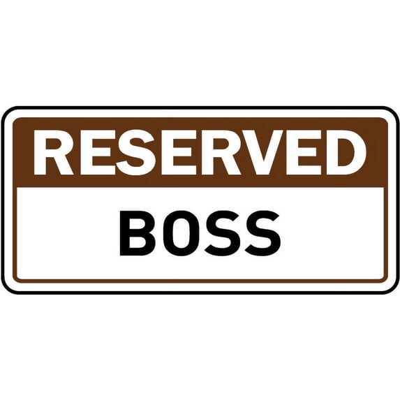 Vinyl Stickers - Reserved Boss Sign - Safety and Warning Warehouse Signs Stickers - 10" x 7" - 6 Pack