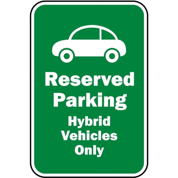 Vinyl Stickers - Reserved Hybrid Vehicles Only Sign - Safety and Warning Warehouse Signs Stickers - 10" x 7" - 6 Pack