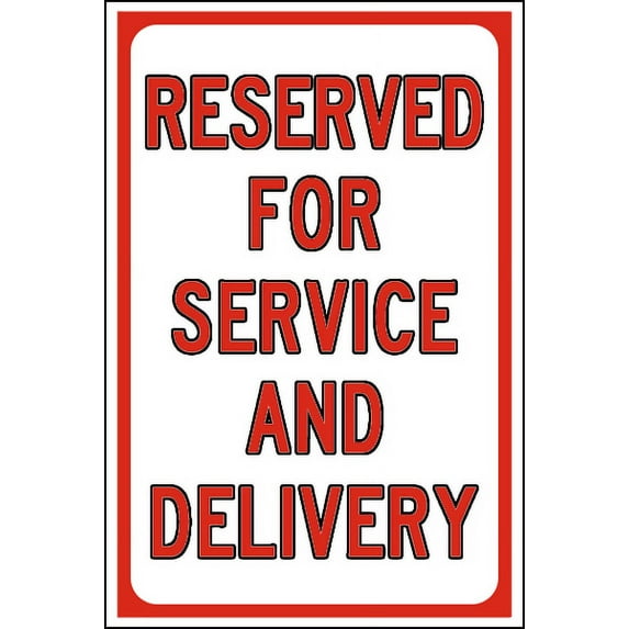 Vinyl Stickers - Reserved for Service and Delivery Sign - Safety and Warning Warehouse Signs Stickers - 13" x 9" - 6 Pack