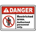 thumbnail image 1 of Vinyl Stickers - Restricted Area Authorized Only Sign 1 - Safety and Warning Warehouse Signs Stickers - 13" x 9" - 10 Pack, 1 of 5