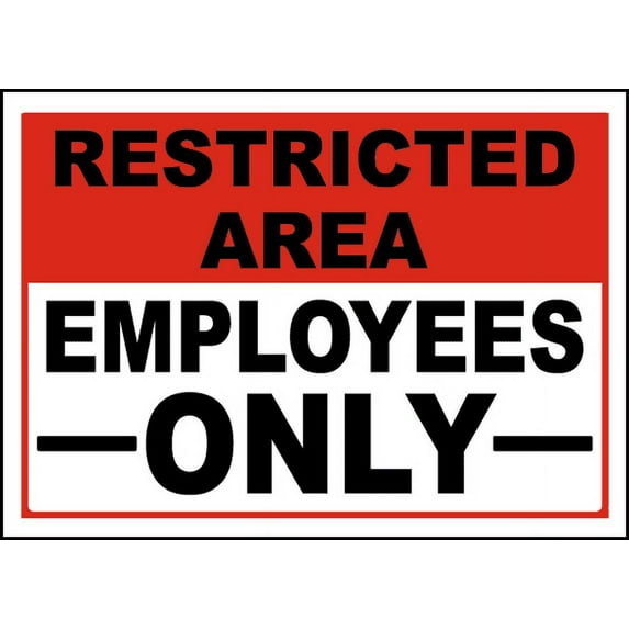 Vinyl Stickers - Restricted Area Employees Only Sign - Safety and Warning Warehouse Signs Stickers - 18" x 24" - 10 Pack