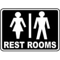 thumbnail image 1 of Vinyl Stickers - Restrooms Sign G1 - Safety and Warning Warehouse Signs Stickers - 3.5" x 5" - 10 Pack, 1 of 5