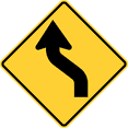 thumbnail image 1 of Vinyl Stickers - Reverse Curve (Left) - Safety and Warning Warehouse Signs Stickers - 18" x 24" - 3 Pack, 1 of 5