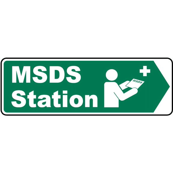 Vinyl Stickers - Right Arrow MSDS Station Sign - Safety and Warning Warehouse Signs Stickers - 10" x 7" - 3 Pack