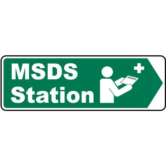 Vinyl Stickers - Right Arrow MSDS Station Sign - Safety and Warning Warehouse Signs Stickers - 3.5" x 5" - 3 Pack