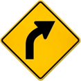 thumbnail image 1 of Vinyl Stickers - Right Curve Ahead Sign - Safety and Warning Warehouse Signs Stickers - 10" x 7" - 10 Pack, 1 of 5
