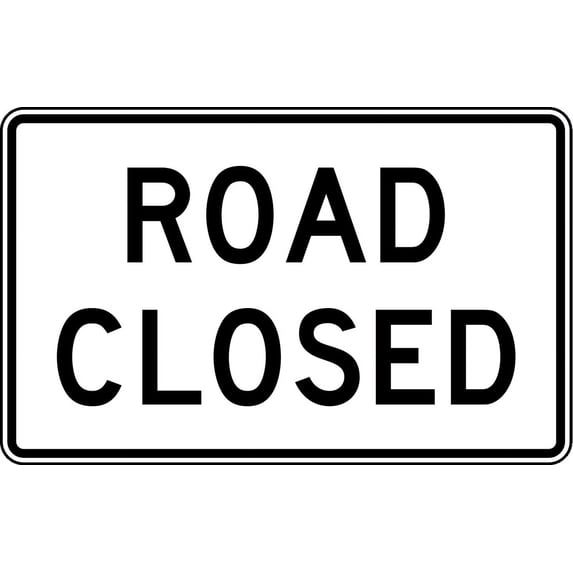Vinyl Stickers - Road Closed G7 - Safety and Warning Warehouse Signs Stickers - 18" x 24" - 10 Pack