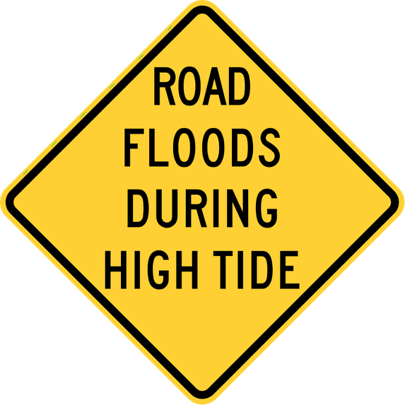 Vinyl Stickers - Road floods During high Tide, Hawaii - Safety and Warning Warehouse Signs Stickers - 18" x 24" - 6 Pack