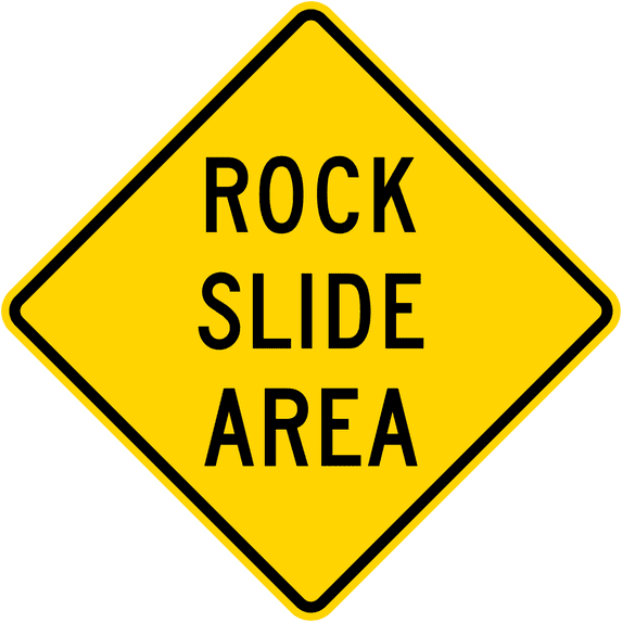Vinyl Stickers - Rock Slide Area, California - Safety and Warning ...