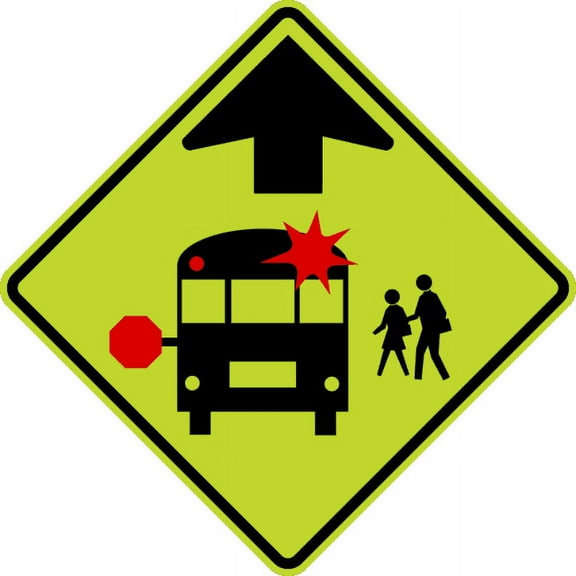 Vinyl Stickers - S3-1-School Bus Stop Ahead Sign - Safety and Warning Warehouse Signs Stickers - 3.5" x 5" - 3 Pack