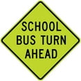 thumbnail image 1 of Vinyl Stickers - S3-2-School Bus Turn Ahead Sign - Safety and Warning Warehouse Signs Stickers - 13" x 9" - 10 Pack, 1 of 5
