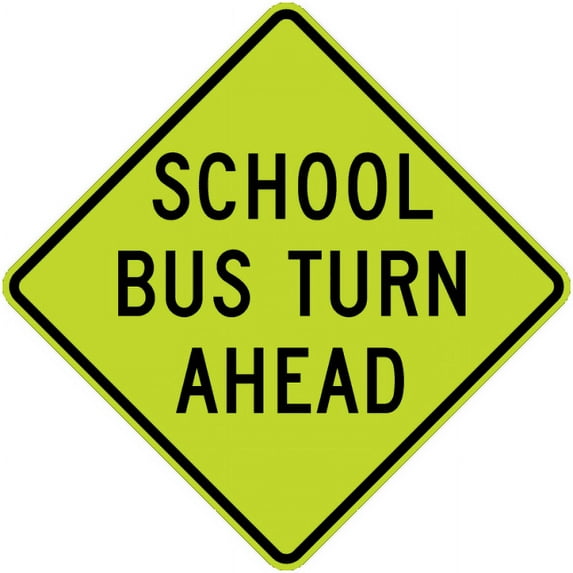 Vinyl Stickers - S3-2-School Bus Turn Ahead Sign - Safety and Warning Warehouse Signs Stickers - 13" x 9" - 3 Pack