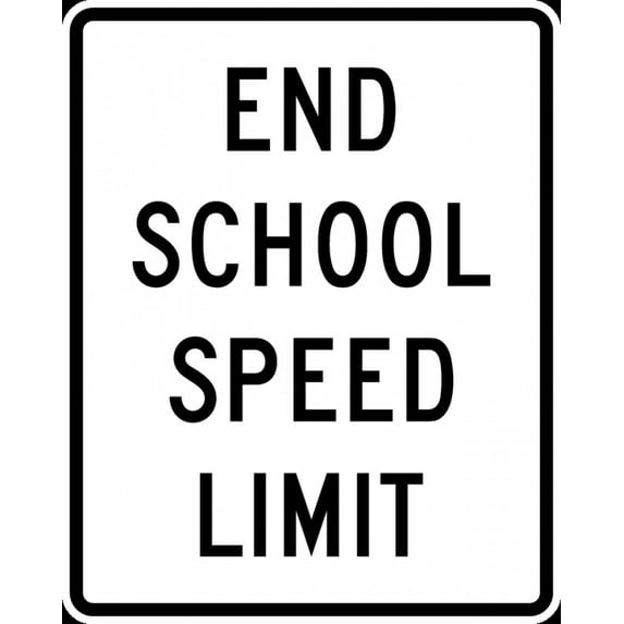 Vinyl Stickers - S5-3-End School Speed Limit Sign - Safety and Warning Warehouse Signs Stickers - 24" x 30" - 10 Pack