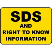 Vinyl Stickers - SDS and Right to Know Sign - Safety and Warning Warehouse Signs Stickers - 3.5" x 5" - 3 Pack