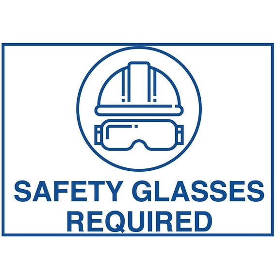 Vinyl Stickers - Safety Glasses Sign - Safety and Warning Warehouse Signs Stickers - 13" x 9" - 6 Pack