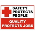 thumbnail image 1 of Vinyl Stickers - Safety Protects People Sign - Safety and Warning Warehouse Signs Stickers - 10" x 7" - 3 Pack, 1 of 5