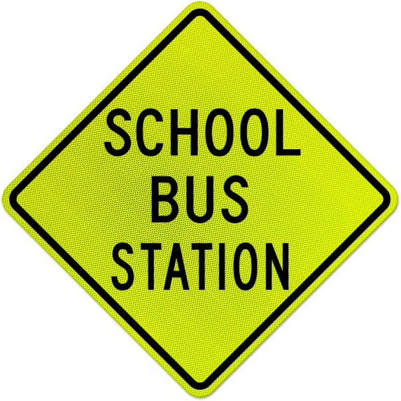 Vinyl Stickers - School Bus Station Sign - Safety and Warning Warehouse Signs Stickers - 18" x 24" - 10 Pack