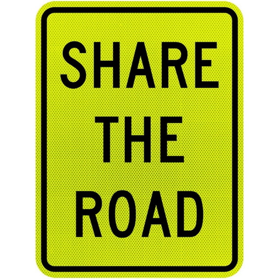 Vinyl Stickers - Share The Road Sign - Safety and Warning Warehouse Signs Stickers - 3.5" x 5" - 10 Pack