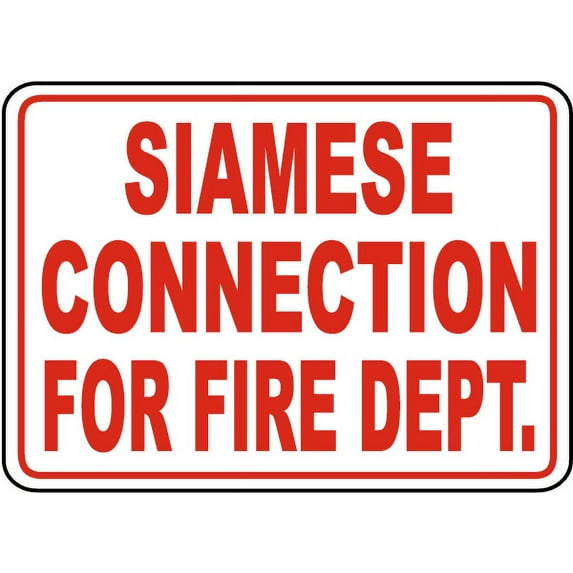 Vinyl Stickers - Siamese Connection Fire Department Sign - Safety and Warning Warehouse Signs Stickers - 13" x 9" - 10 Pack