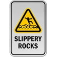thumbnail image 1 of Vinyl Stickers - Slippery Rocks Sign - Safety and Warning Warehouse Signs Stickers - 3.5" x 5" - 6 Pack, 1 of 5