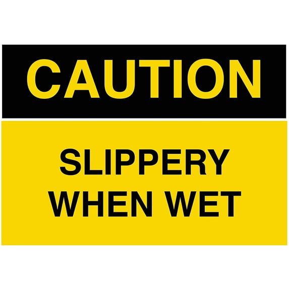 Vinyl Stickers - Slippery When Wet Sign K4 - Safety and Warning Warehouse Signs Stickers - 24" x 30" - 10 Pack