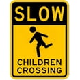 thumbnail image 1 of Vinyl Stickers - Slow Children Crossing Sign - Safety and Warning Warehouse Signs Stickers - 3.5" x 5" - 6 Pack, 1 of 5
