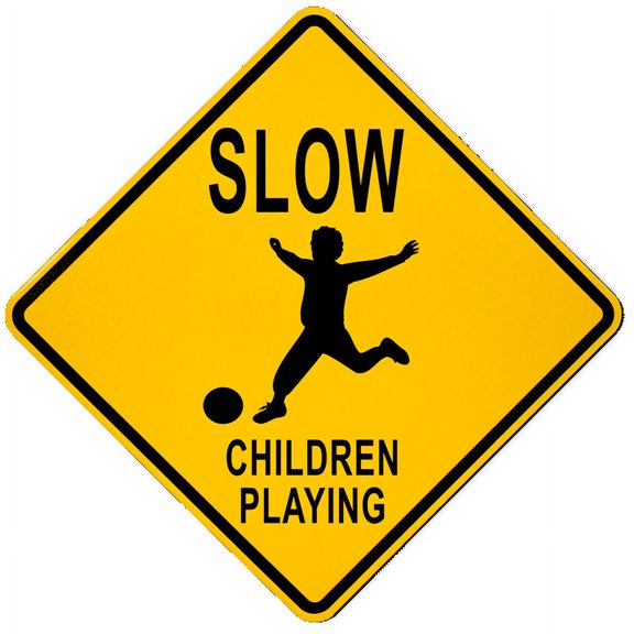 Vinyl Stickers - Slow Children Playing Sign 2 - Safety and Warning Warehouse Signs Stickers - 24" x 30" - 3 Pack
