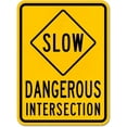 thumbnail image 1 of Vinyl Stickers - Slow Dangerous Intersection Sign - Safety and Warning Warehouse Signs Stickers - 10" x 7" - 6 Pack, 1 of 5