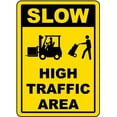 thumbnail image 1 of Vinyl Stickers - Slow High Traffic Area Sign K6 - Safety and Warning Warehouse Signs Stickers - 18" x 24" - 10 Pack, 1 of 5