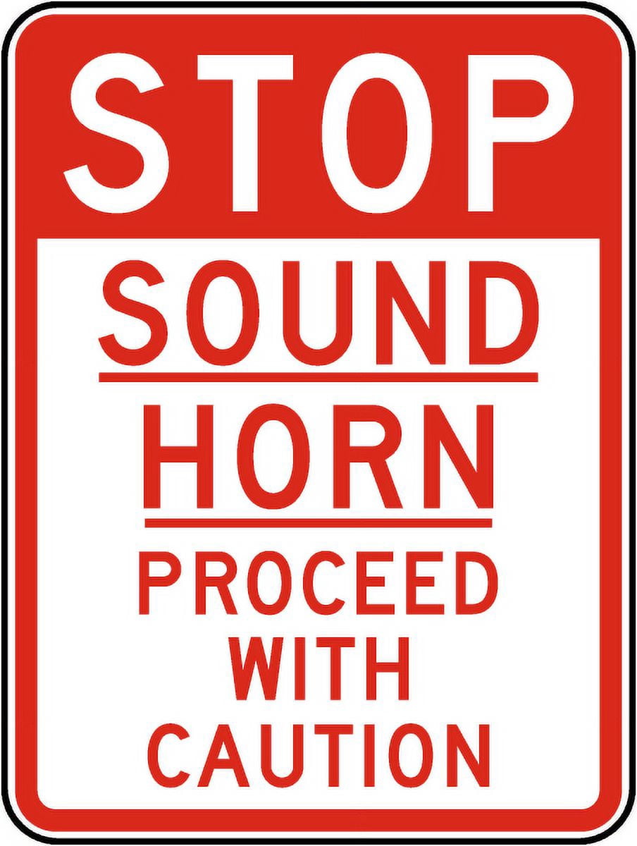 Vinyl Stickers - Sound Horn Proceed with Caution Sign 2 - Safety and ...