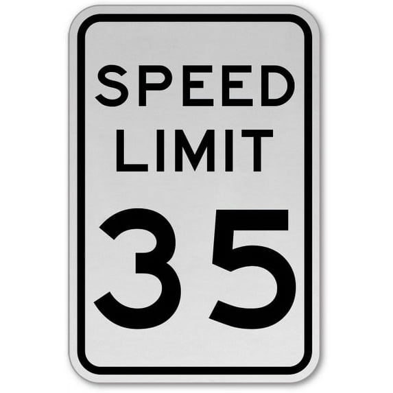 Vinyl Stickers - Speed Limit 35 MPH Sign - Safety and Warning Warehouse Signs Stickers - 3.5" x 5" - 6 Pack