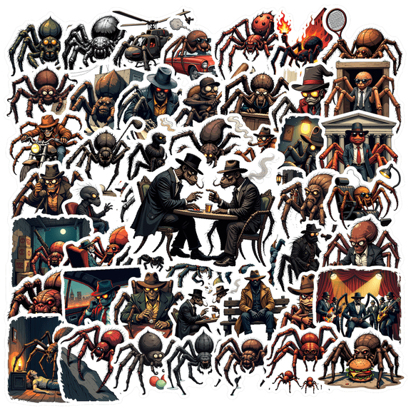 Vinyl Stickers Spider Waterproof Stickers Spider Detective Stickers for Notebooks Suitcases Instruments