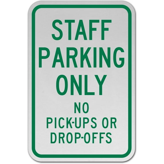 Vinyl Stickers - Staff Parking Only No Pick-Ups Sign - Safety and Warning Warehouse Signs Stickers - 13" x 9" - 3 Pack