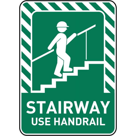Vinyl Stickers - Stairway Use Handrail Sign L8 - Safety and Warning Warehouse Signs Stickers - 3.5" x 5" - 3 Pack