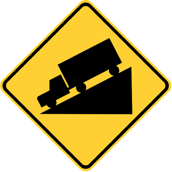 Vinyl Stickers - Steep Grade/Hill - Safety and Warning Warehouse Signs Stickers - 18" x 24" - 10 Pack
